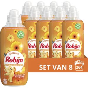 Robijn Classics Passiebloem & Bergamot Wasverzachter, voor heerlijk zacht wasgoed met intense geurbeleving - 8 x 33 wasbeurten - Voordeelverpakking