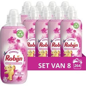 8x Robijn Wasverzachter Pink Sensation 33 Wasbeurten 825 ml