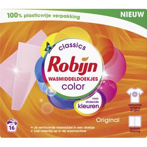 Robijn Classics Color Wasmiddeldoekjes 16 wasstrips