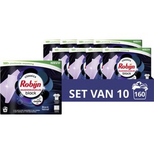 Robijn Black Velvet Wasmiddeldoekjes - 10x16 wasstrips - Voordeelverpakking