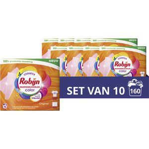 Robijn Color Wasmiddeldoekjes - 10x16 wasstrips - Voordeelverpakking