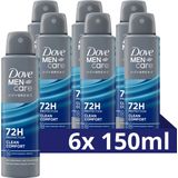 Dove Men+Care Advanced Anti-Transpirant Deodorant Spray - Clean Comfort - met anti-bacteriële geurbestrijding - 6 x 150 ml