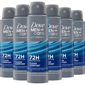 Dove Men+Care Advanced Anti-Transpirant Deodorant Spray - Clean Comfort - met anti-bacteriële geurbestrijding - 6 x 150 ml