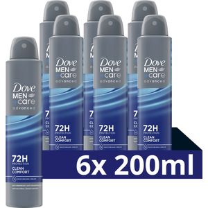 Dove Men+Care Advanced Anti-Transpirant Deodorant Spray - Clean Comfort - met anti-bacteriële geurbestrijding - 6 x 200 ml