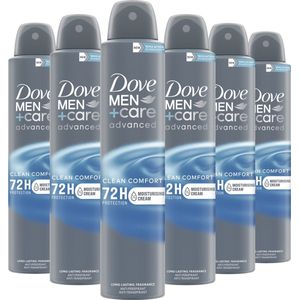 Dove Men+Care Advanced Clean Comfort Anti-Transpirant Deodorant Spray - 6 x 200 ml - Voordeelverpakking
