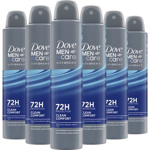 Dove Men+Care Advanced Anti-Transpirant Deodorant Spray - Clean Comfort - met anti-bacteriële geurbestrijding - 6 x 200 ml