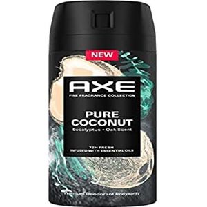 Axe Deodorant Spray 72h Pure Coconut voor heren, met eucalyptus en roble, 150 ml