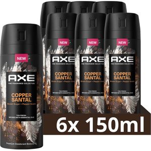 Axe Fine Fragrance Collection Copper Santal premium deodorant bodyspray - 6 x 150 ml