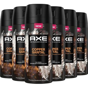 AXE Fine Fragrance Collection Copper Santal - Premium Deodorant Bodyspray - 6 x 150 ml - Voordeelverpakking