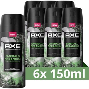 AXE Fine Fragrance Collection Emerald Geranium Premium Deodorant Bodyspray - 6 x 150 ml - Voordeelverpakking