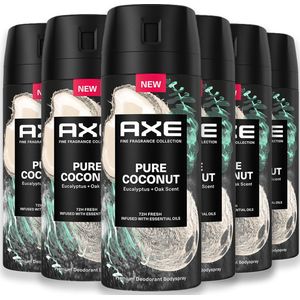 Axe - Deodorant Man - Fine Fragrance Spray - Pure Coconut - 6 x 150 ml - Voordeelverpakking