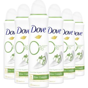 Dove Go Fresh cucumber 0% Deodorant - 6 x 150 ml - Voordeelverpakking
