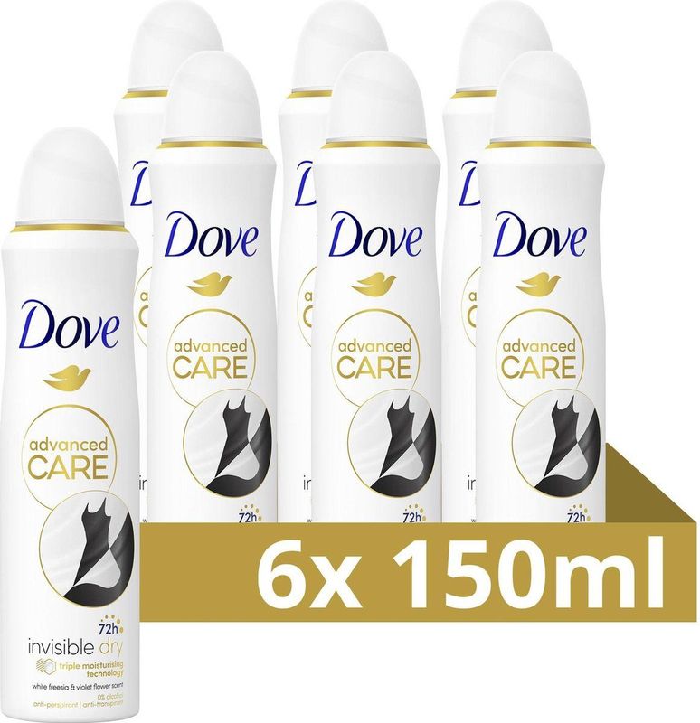 Dove Advanced Care Invisible Dry Anti-Transpirant Deodorant Spray - 6 x 150 ml - Voordeelverpakking