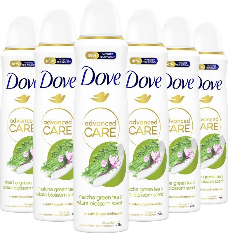 Dove Advanced Care Matcha & Sakura Anti-Transpirant Deodorant Spray - 6 x 150 ml - Voordeelverpakking