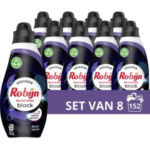8x Robijn Klein & Krachtig Wasmiddel Black Velvet 19 Wasbeurten 665 ml