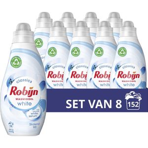 Robijn Klein & Krachtig Classics Stralend Wit Vloeibaar Wasmiddel - 8 x 19 wasbeurten - Voordeelverpakking