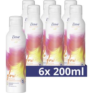 Dove Bath Therapy Glow - Douche- & Scheerschuim - 6 x 200 ml - Voordeelverpakking