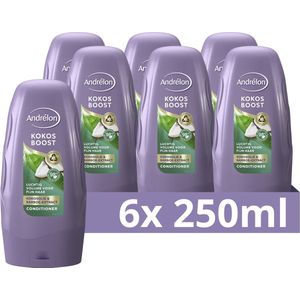 Andrélon Conditioner - Kokos Boost - verrijkt met kokosolie en bamboe-extract - 6 x 250 ml