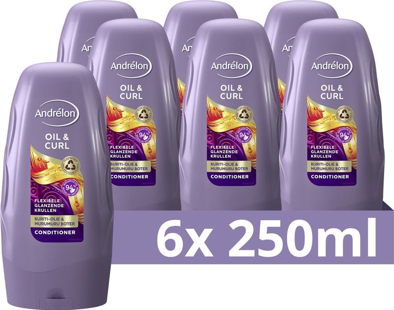 Andrélon Conditioner - Oil & Curl - verrijkt met buriti-olie en murumuru-boter - 6 x 250 ml