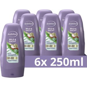 Andrélon Conditioner - Mild & Zacht - verrijkt met aloë vera en kokosmelk - 6 x 250 ml