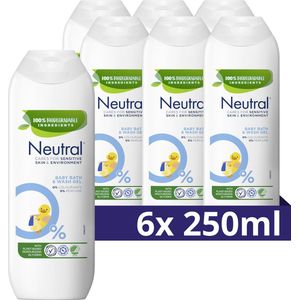 Neutral Baby Bad & Wasgel - 0% - bevat 0% parfum, 0% kleurstoffen en 100% biologisch afbreekbare ingrediënten - 6 x 250 ml
