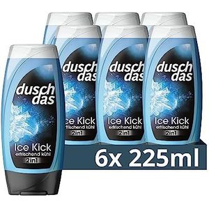 Duschdas 2-in-1 douchegel en shampoo Ice Kick douchebad met ijsgeur voor een verfrissende start van de dag, 225 ml, 6 stuks