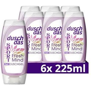 Duschdas 3-in-1 douchegel & shampoo Sport Fresh Mind Limited Edition douchebad met een geur van kersenbloesem en witte thee, 6 x 225 ml