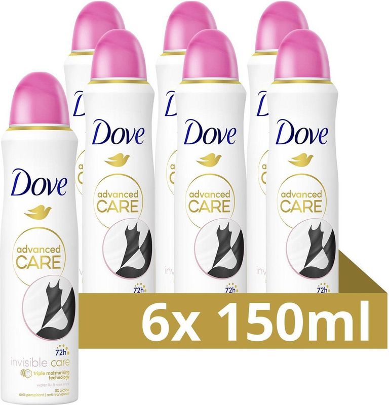 Dove Advanced Care Invisible Care Anti-Transpirant Deodorant Spray - 6 x 150 ml - Voordeelverpakking