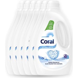 Coral - Vloeibaar Wasmiddel - Optimal White - Witte was - Voordeelverpakking 6 x 26 wasbeurten