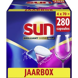 Sun - Vaatwascapsules - Brilliant Shine - All-in 1 - 4 x 70 Stuks - Voordeelverpakking