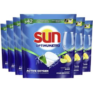 6x Sun Vaatwascapsules Optimum All-in-1 Citroen 42 stuks