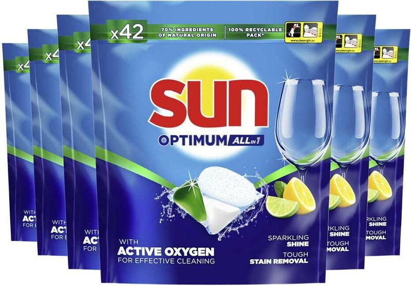 Sun - Optimum All-in 1 - Vaatwascapsules - Citroen - 42 Capsules