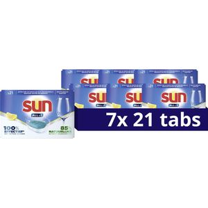 Sun - All-in-1 - Vaatwastabletten - Citroen - 100% oplosbaar tabletfolie - 7 x 21 Tabletten - Voordeelverpakking