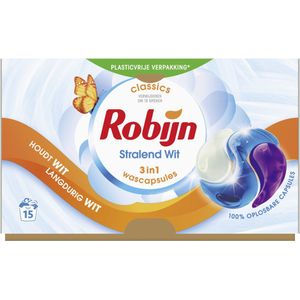 Robijn 3-in-1 Stralend Wit wascapsules (15 wasbeurten)