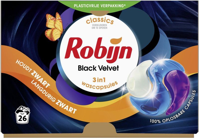 Robijn Wascapsules 3 in1 Black Velvet 26 stuks