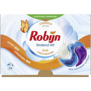 Robijn - 3-in-1 Wascapsules - Stralend Wit - 26 Wasbeurten - 100% Oplosbaar