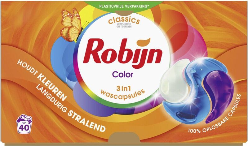 Wasmiddel - Robijn Color - 3-in-1 Capsules - 40 Stuks - 100% Oplosbaar