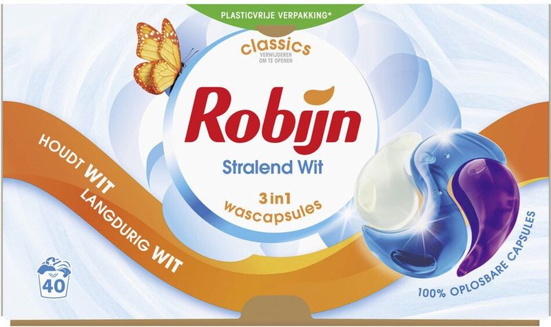 Robijn Wascapsules 3-in-1 Stralend Wit 40 stuks
