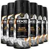 AXE Fine Fragrance Collection Premium Deodorant Bodyspray - Black Vanilla - met de geur van sinaasappel en sandelhout - 6 x 150 ml