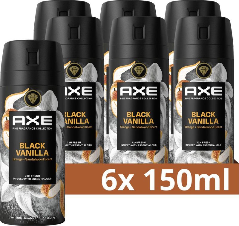 AXE - Fine Fragrance Collection - Deodorant - Black Vanilla - 6 x 150 ml
