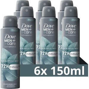 Dove Dove Men + Care Eucalyptus en Mint Spray Advanced Care Deodorant voor heren met 1/4 vochtinbrengende crème, hydraterende en zachte formule op de huid, bescherming tot 72 uur, 6 stuks