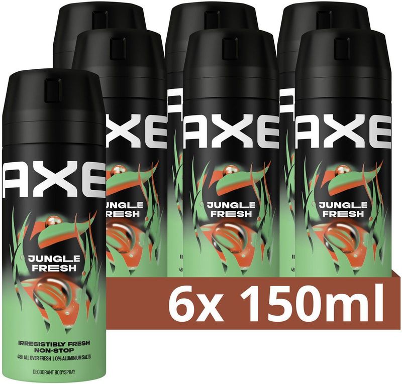 AXE Deodorant Bodyspray - Jungle Fresh - met onze meest onweerstaanbare geur ooit - 6 x 150 ml