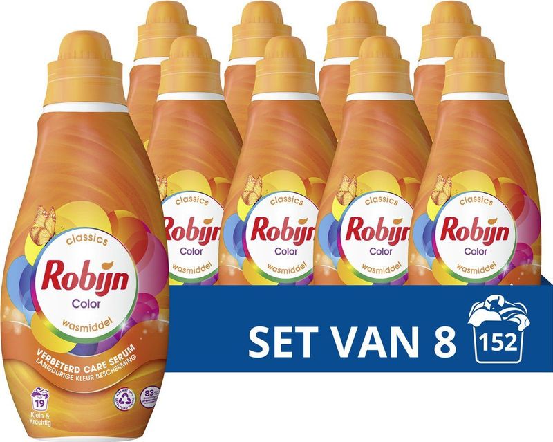 Robijn - Klein & Krachtig - Vloeibaar Wasmiddel - Color - 8 x 19 Wasbeurten