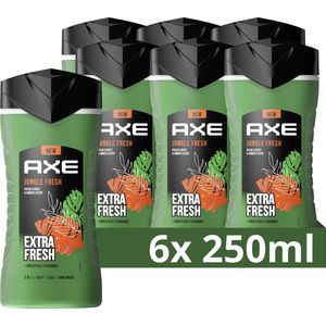 AXE Jungle Fresh 3-in-1 Douchegel, ruik tot wel 12 uur lang onweerstaanbaar - 6 x 250 ml - Voordeelverpakking