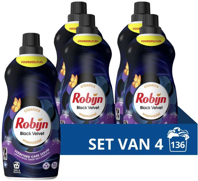 Robijn - Klein & Krachtig - Wasmiddel - Black Velvet - 1,19 Liter - 4x34 Wasbeurten