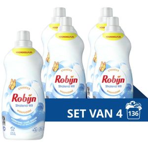 4x Robijn Klein & Krachtig Wasmiddel Stralend Wit 34 Wasbeurten 1,19 liter