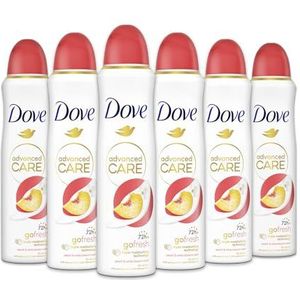Dove Advanced Care Go Fresh Perzik Deodorant Spray met hydraterende en delicate formule op de huid, zonder alcohol, droge huid tot 72 uur, deodorant voor mannen en vrouwen, 6 stuks à 150 ml