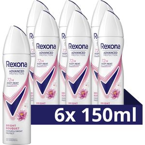 Rexona Advanced Protection Anti-Transpirant Spray - Bright Bouquet - met Body Heat Activated Technologie - 6 x 150 ml