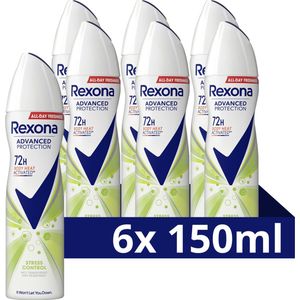 Rexona Women Advanced Protection Anti-Transpirant Spray - Stress Control - met Body Heat Activated Technologie - 6 x 150 ml