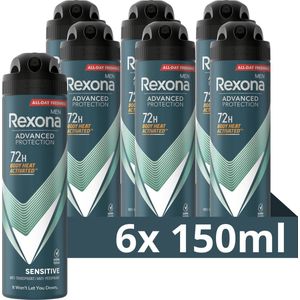 6x Rexona Men Deodorant Spray Advanced Protection Sensitive 150 ml